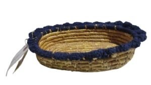 Wheat Grass Oval Tray with Crochia