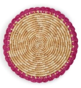 Wheat Grass Round Place Mat With Crochia