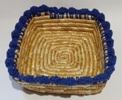 Wheat Grass Square Fruit Basket with Crochia